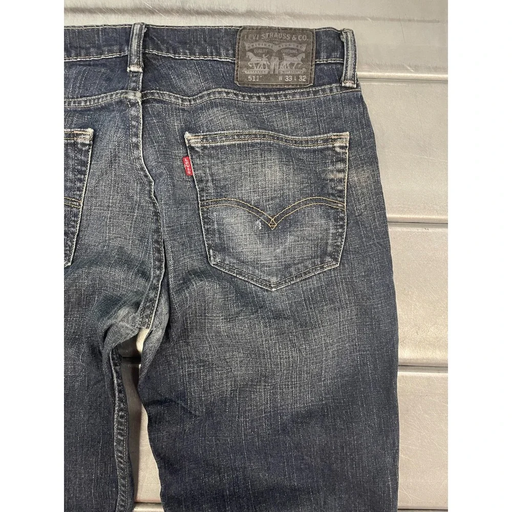 Levis 511 Jeans Mens 33X32 Blue Dark‎ Wash Denim Straight Leg